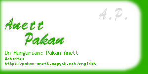 anett pakan business card